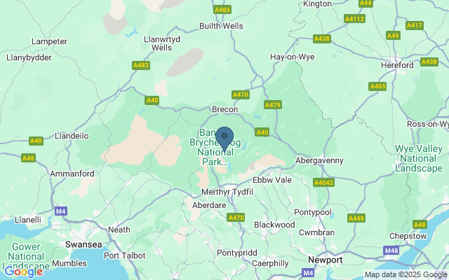 Kaart met locatie Brecon Beacons National Park